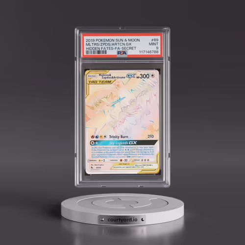 2019 Pokémon Sun & Moon Hidden Fates #69 Moltres & Zapdos & Articuno GX - Holo Full Art Secret (PSA