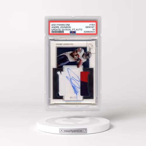2021 Panini One Update #153 Andre Johnson - 2020 Dual Patch Autograph (PSA 10 GEM MINT)