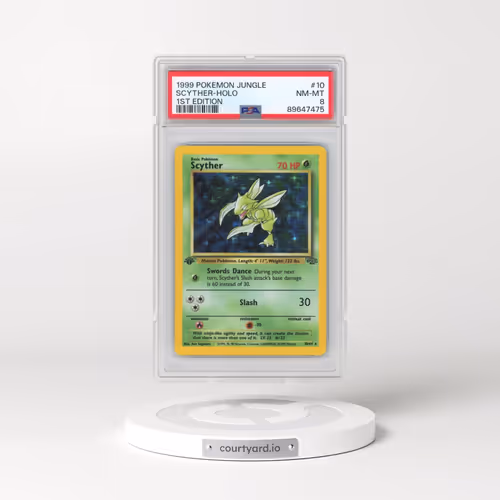 1999 Pokémon Jungle #10 Scyther - 1st Edition Holo (PSA 8 NM-MT)