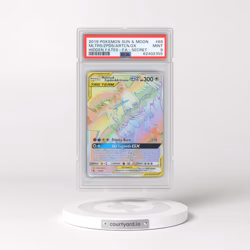 2019 Pokémon Sun & Moon Hidden Fates #69 Moltres & Zapdos & Articuno GX - Holo Full Art Secret (PSA