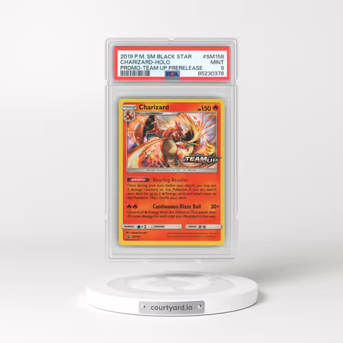 2019 Pokémon SM Black Star Promo #SM158 Charizard - Holo Team Up Prerelease (PSA 9 MINT)
