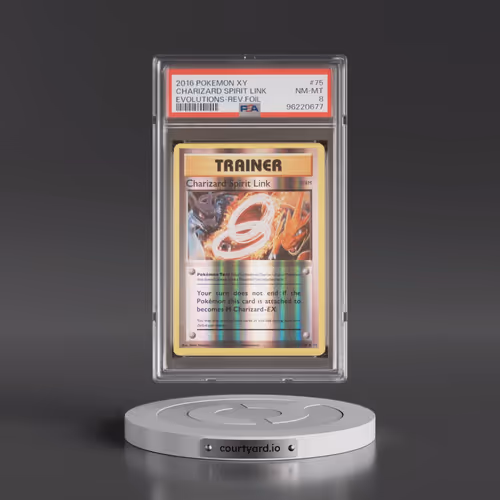2016 Pokémon XY Evolutions #75 Charizard Spirit Link - Reverse Foil (PSA 8 NM-MT)