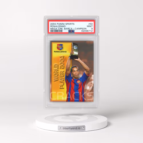2004-05 Panini Sports Mega Cracks Barca #92 Ronaldinho - Campeon (Spanish) (PSA 9 MINT)