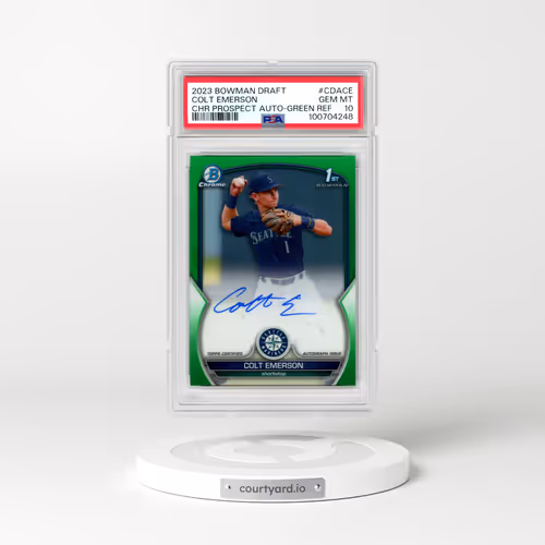 2023 Bowman Draft Chrome Prospect Autograph #CDACE Colt Emerson - Green Refractor (PSA 10 GEM MINT)