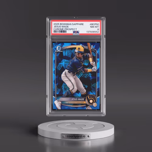 2025 Bowman Sapphire Edition Chrome Prospects #BCP50 Jesus Made (PSA 8 NM-MT)