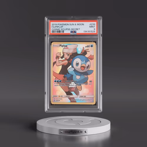 2019 Pokémon Sun & Moon Cosmic Eclipse #239 Piplup - Full Art Secret (PSA 9 MINT)