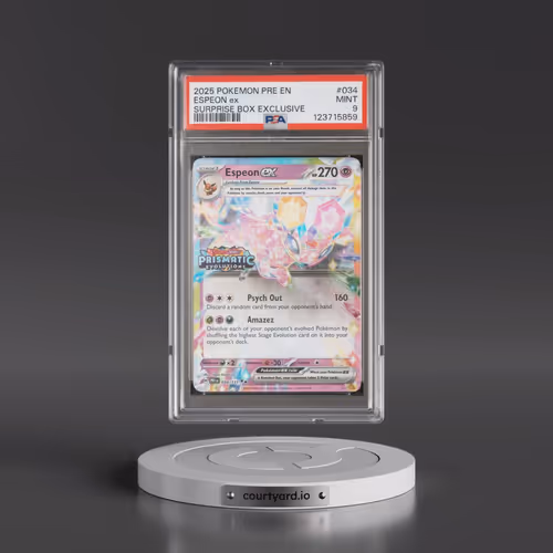 2025 Pokémon Pre EN-Prismatic Evolutions #034 Espeon EX - Holo Surprise Box Exclusive (PSA 9 MINT)