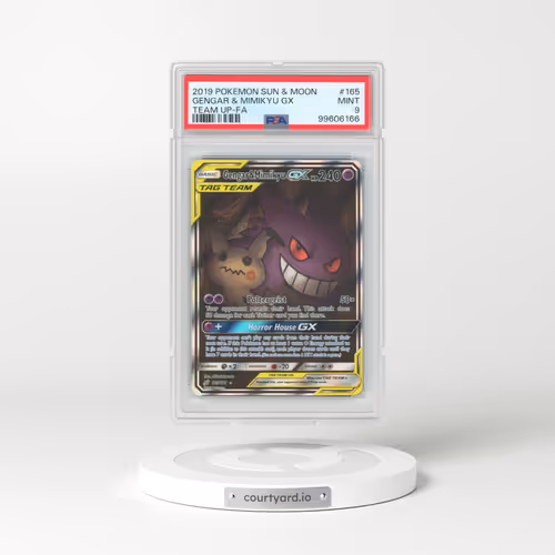 2019 Pokémon Sun & Moon Team Up #165 Gengar & Mimikyu GX - Holo Full Art (PSA 9 MINT)