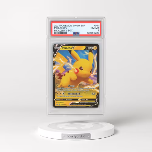 2021 Pokémon Swsh Black Star Promo #061 Pikachu V - Holo Pikachu V Box (PSA 8 NM-MT)