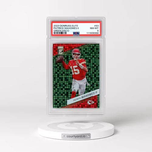 2023 Panini Donruss Elite #83 Patrick Mahomes II - Green Disco (PSA 8 NM-MT)