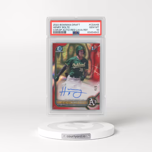 2022 Bowman Draft Chrome Draft Pick Autographs #CDAHB Henry Bolte - Red Lava Refractor (PSA 10 GEM MINT)