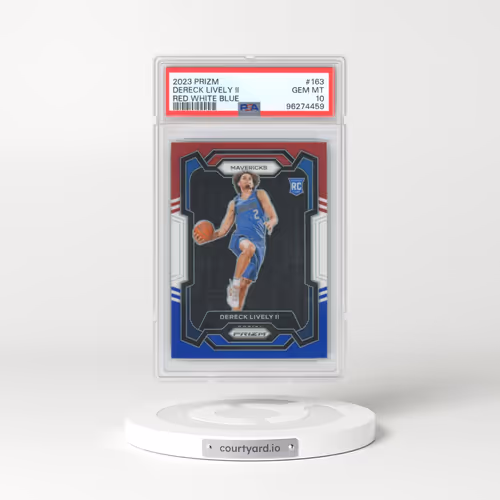 2023 Panini Prizm #163 Dereck Lively II - Red White Blue (PSA 10 GEM MINT)
