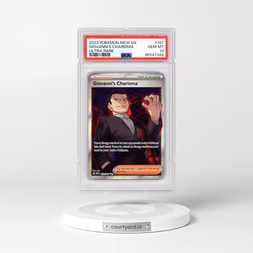 2023 Pokémon Mew EN-151 #197 Giovanni's Charisma - Ultra Rare (PSA 10 GEM MINT)