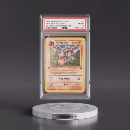 1999 Pokémon Fossil #1 Aerodactyl - 1st Edition Holo Prerelease (PSA 6 EX-MT)