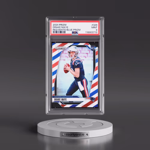 2024 Panini Prizm #329 Drake Maye - Red/White/Blue Prizm (PSA 9 MINT)