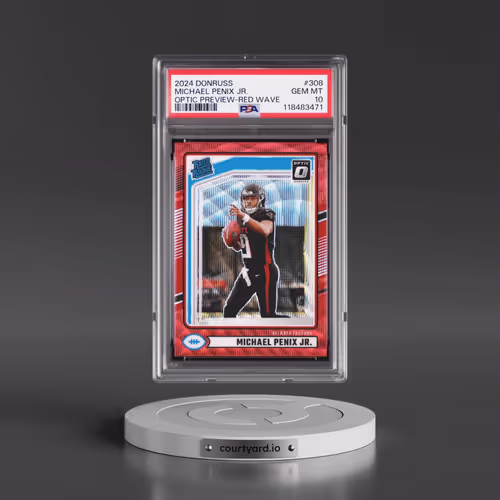 2024 Panini Donruss #308 Michael Penix Jr. - Optic Preview-Red Wave (PSA 10 GEM MINT)