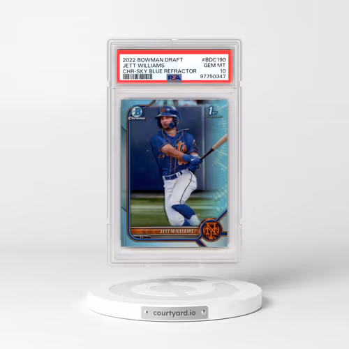 2022 Bowman Draft #BDC190 Jett Williams - Chrome-Sky Blue Refractor (PSA 10 GEM MINT)