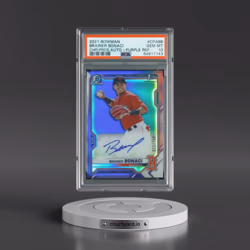 2021 Bowman Chrome Prospect Autographs #CPABB Brainer Bonaci - Purple Refractor (PSA 10 GEM MINT)