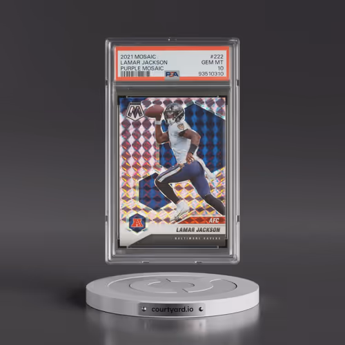 2021 Panini Mosaic #222 Lamar Jackson - Purple Mosaic (PSA 10 GEM MINT)