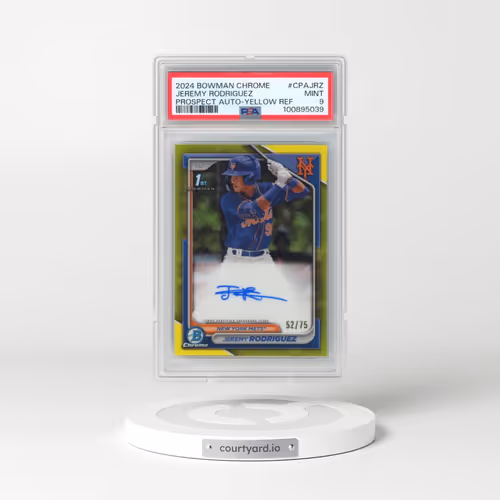 2024 Bowman Chrome Prospect Autographs #CPAJRZ Jeremy Rodriguez - Yellow Refractor (PSA 9 MINT)