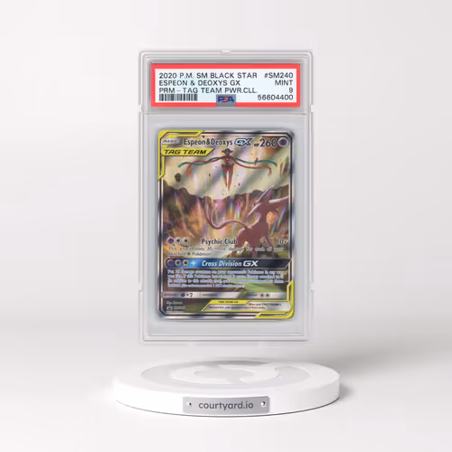 2020 Pokémon SM Black Star Promo #SM240 Espeon & Deoxys GX - Holo Tag Team Powers Collection (PSA 9 