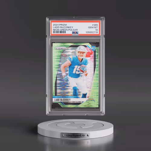 2024 Panini Prizm #365 Ladd McConkey - Neon Green Pulsar (PSA 10 GEM MINT)