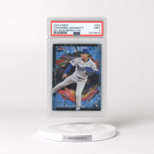 2024 Topps Finest #250 Yoshinobu Yamamoto - Sky Blue Refractor (PSA 9 MINT)