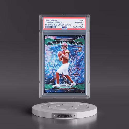 2024 Panini Prizm Fireworks #24 Jayden Daniels - Green Wave (PSA 10 GEM MINT)