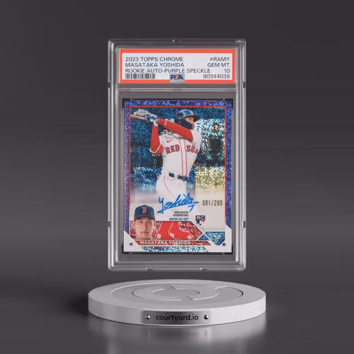 2023 Topps Chrome Rookie Autograph #RAMY Masataka Yoshida - Purple Speckle Refractor (PSA 10 GEM MIN
