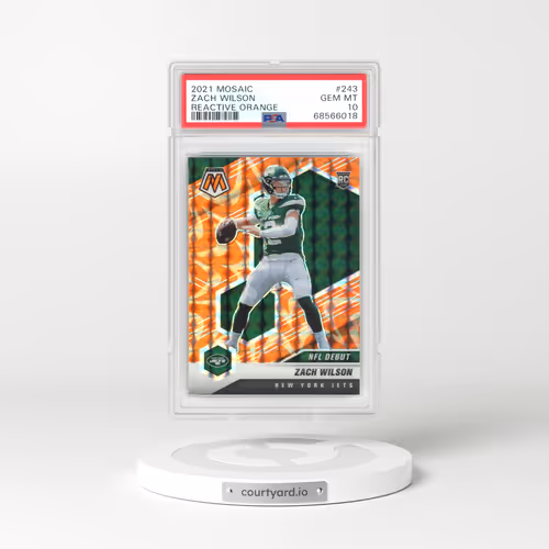 2021 Panini Mosaic #243 Zach Wilson - Reactive Orange (PSA 10 GEM MINT)