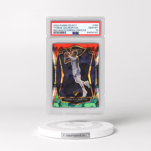 2020 Panini Select #189 Tyrese Haliburton - Red/White/Green Cracked Ice (PSA 10 GEM MINT)