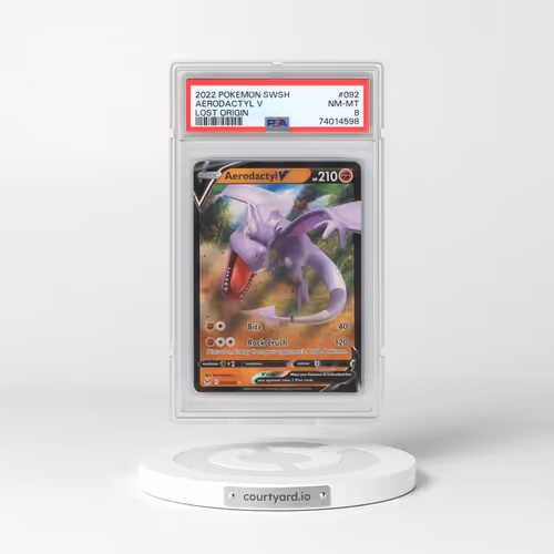 2022 Pokémon Sword & Shield Lost Origin #092 Aerodactyl V - Holo (PSA 8 NM-MT)