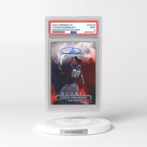 2023 Panini Chronicles Origins Rookie Signatures #OPSJD Jasson Dominguez - Red (PSA 9 MINT)