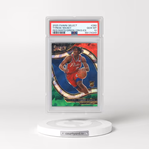 2020 Panini Select #280 Tyrese Maxey - Red/White/Green Cracked Ice (PSA 10 GEM MINT)