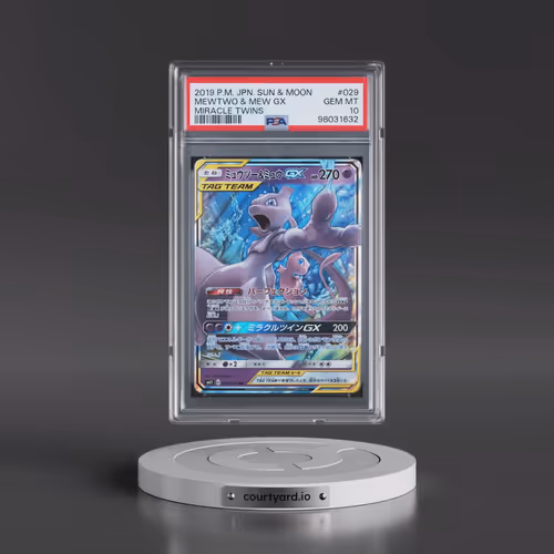 2019 Pokémon Sun & Moon Miracle Twins #029 Mewtwo & Mew GX - Holo (PSA 10 GEM MINT)
