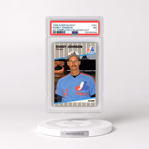 1989 Fleer Glossy #381 Randy Johnson - Ad Completely Blacked Out (PSA 7 NM)