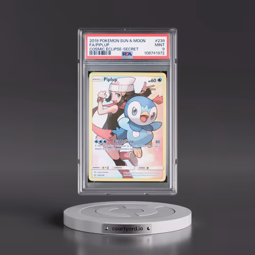 2019 Pokémon Sun & Moon Cosmic Eclipse #239 Piplup - Full Art Secret (PSA 9 MINT)