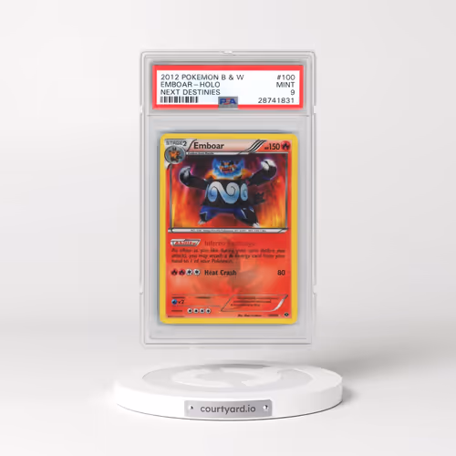 2012 Pokémon Black & White Next Destinies #100 Emboar - Holo (PSA 9 MINT)