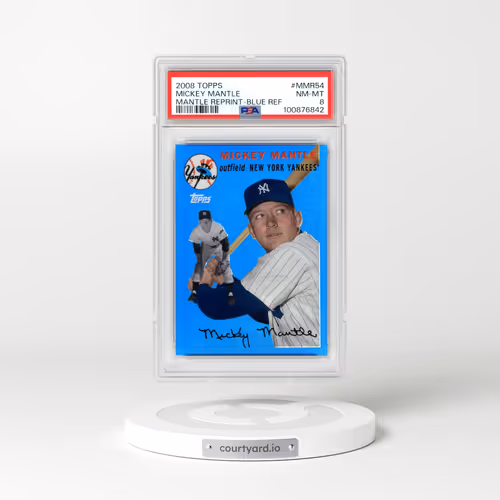 2008 Topps Mickey Mantle Reprint #MMR54 Mickey Mantle - Blue Refractor (PSA 8 NM-MT)