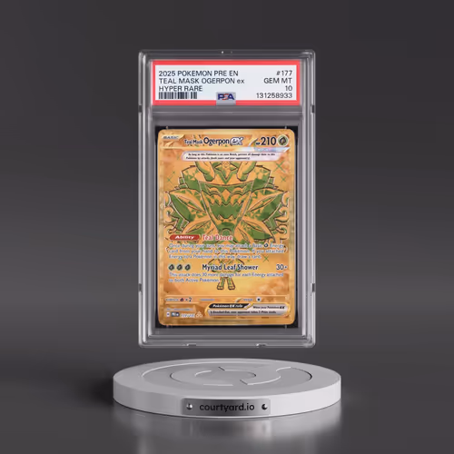 2025 Pokémon Pre EN-Prismatic Evolutions #177 Teal Mask Ogerpon EX - Holo Hyper Rare (PSA 10 GEM MIN