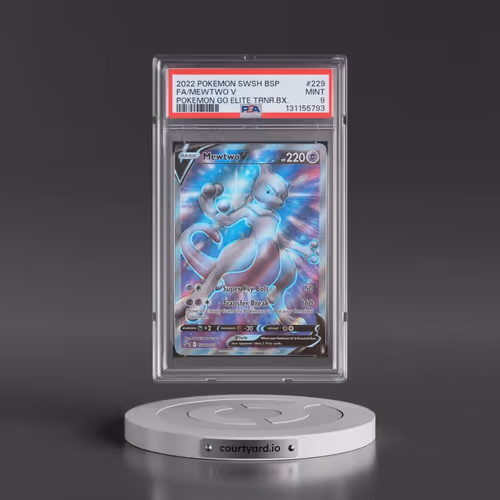 2022 Pokémon Swsh Black Star Promo #229 Mewtwo V - Holo Full Art Pokemon Go Elite Trainer Box (PSA 9