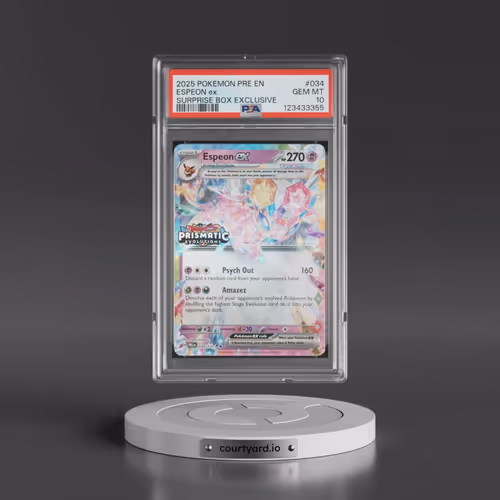 2025 Pokémon Pre EN-Prismatic Evolutions #034 Espeon EX - Holo Surprise Box Exclusive (PSA 10 GEM MI