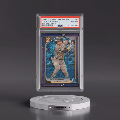 2024 Bowman Chrome Mega Box #27 Jackson Merrill - Purple Refractor (PSA 8 NM-MT)