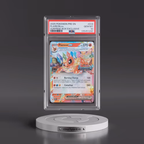2025 Pokémon Pre EN-Prismatic Evolutions #014 Flareon EX - Holo Surprise Box Exclusive (PSA 10 GEM M
