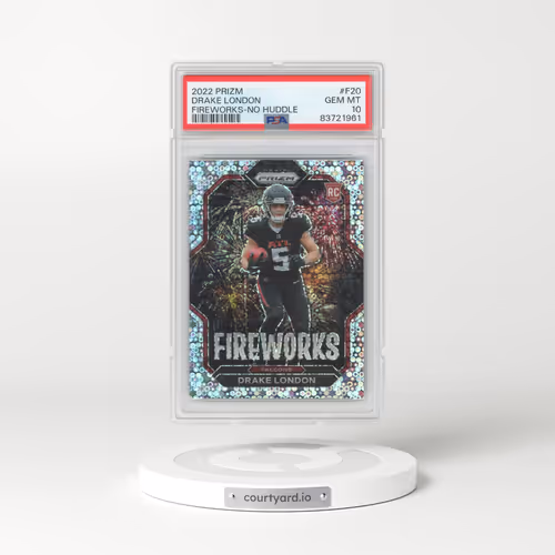 2022 Panini Prizm Fireworks #F20 Drake London - No Huddle (PSA 10 GEM MINT)