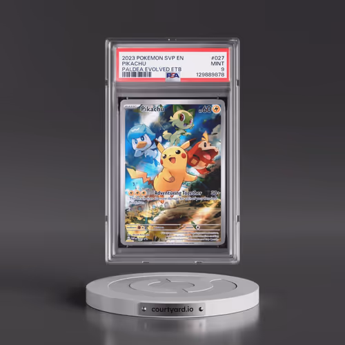 2023 Pokémon Svp EN-SV Black Star Promo #027 Pikachu - Paldea Evolved Elite Trainer Box (PSA 9 MINT)