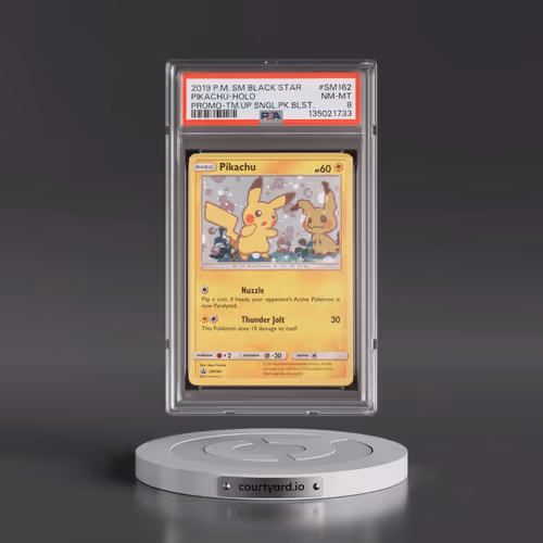 2019 Pokémon SM Black Star Promo #SM162 Pikachu - Holo Team Up Single Pack Blisters (PSA 8 NM-MT)