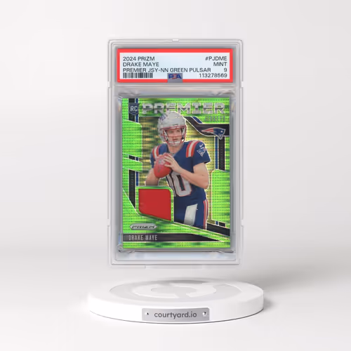 2024 Panini Prizm Premier Jerseys #PJDME Drake Maye - Neon Green Pulsar (PSA 9 MINT)