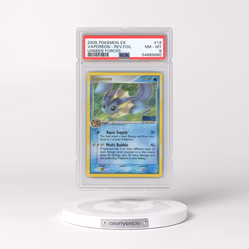 2005 Pokémon EX Unseen Forces #19 Vaporeon - Reverse Foil (PSA 8 NM-MT)