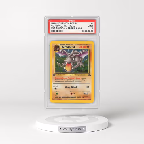 1999 Pokémon Fossil #1 Aerodactyl - 1st Edition Holo Prerelease (PSA 9 MINT)